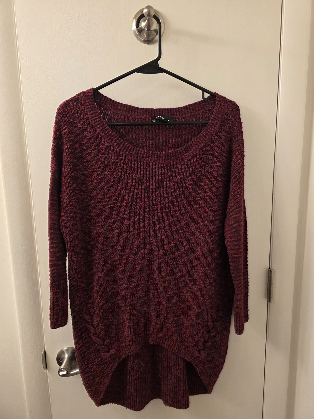 Express Marled Burgundy Scoop Neck Knit Sweater